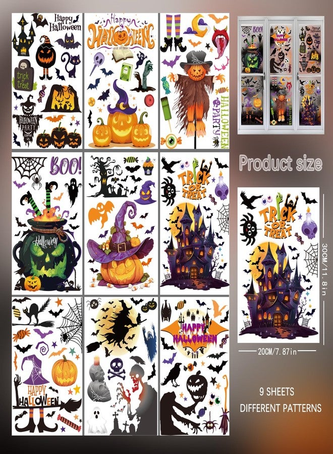 FCZon Star 9 Sheets Halloween Window Clings Decals for Party Decoration, Reusable Double Side Halloween Window Stickers, Indoor & Outdoor Home Decor,Ghosts, Pumpkins, Bats and Other Elements - Image 3